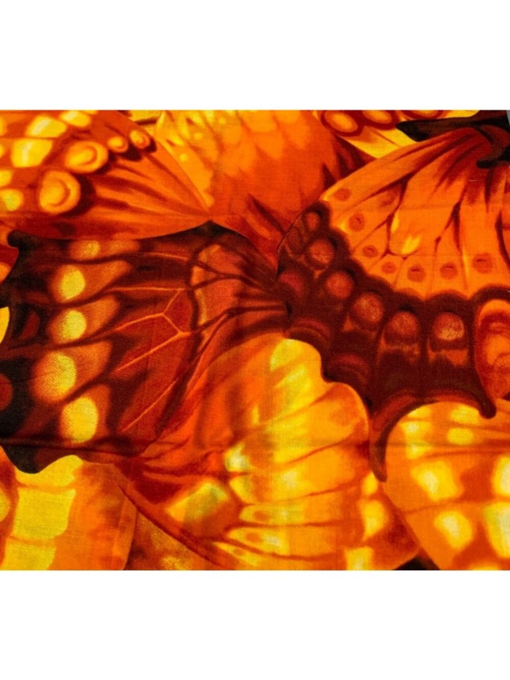 Butterfly Print Cotton Fabric Fat Quarter 18x22" Orange Yellow Quilting
